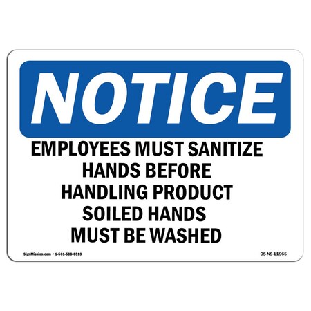 Signmission OSHA, Employees & Patrons Wash Hands, 14in X 10in Peel & Stick Wall Graphic, 10" W, 14" L, Landscape OS-NS-RD-1014-L-11960